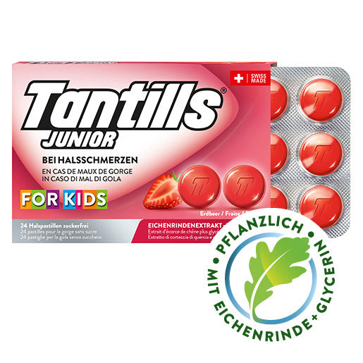 Tantills® Junior - Bei Halsschmerzen, Heiserkeit und Schluckbeschwerden.
Mit der Kraft der Eichenrinde